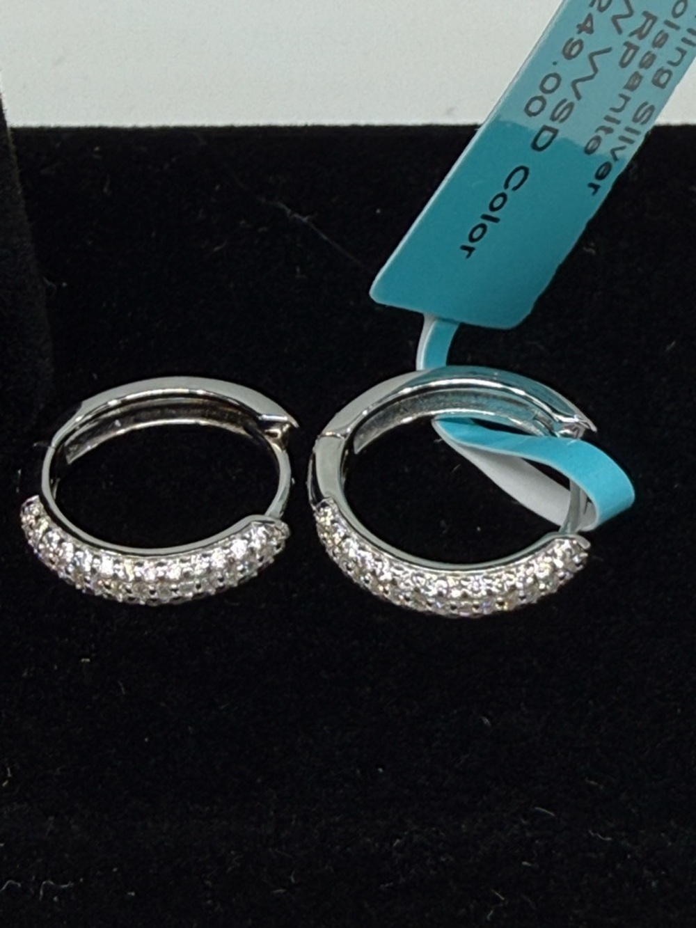 Sterling Silver Moissanite Hoop Earrings .39 CTW VVS D Color New